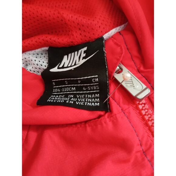 Nike Color Block Logo Windbreaker Hooded Large Check Toddler Boys Red White 4-5t - Picture 3 of 9